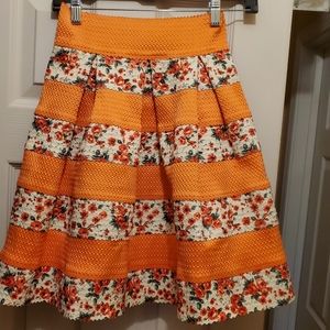 Miami-Salmon and Floral A-line Puff Skirt